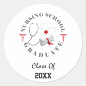 Verpleegschool Afstuderen vistuig Ronde Sticker (Voorkant)