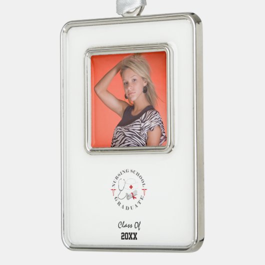 Verpleegschool Afstuderen vistuig Verzilverd Omlijst Ornament (Links)