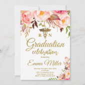 Verpleegschool Boho Bloemen en Goud Afstuderen Kaart (Voorkant)
