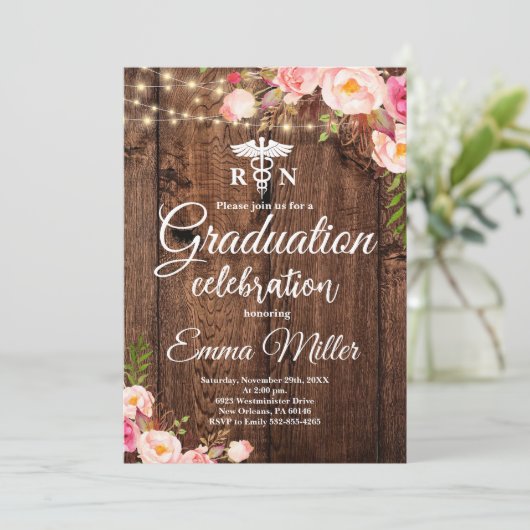 Verpleegschool Boho Floral Afstuderen Kaart (Staand voorkant)