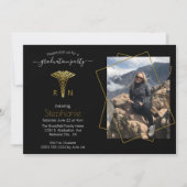 Verpleegschool Foto Zwart Goud Afstuderen Kaart (Voorkant)