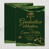 Verpleegschool Groene en Gouden Afstudeerfeest Kaart (Voorkant / Achterkant)