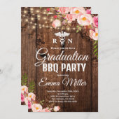 Verpleegschool String Lights Afstuderen BBQ Party Kaart (Voorkant / Achterkant)