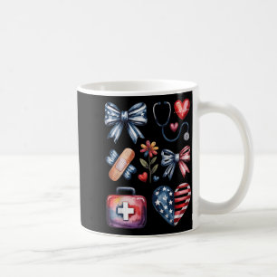 Verpleegster 4 juli Coquette Strik Rood Wit Blauw Koffiemok