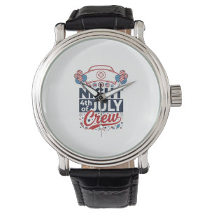 Verpleegster 4 juli nachtdienst Patriottisch shirt Horloge