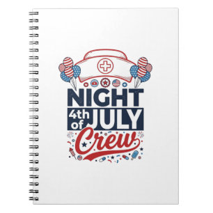 Verpleegster 4 juli nachtdienst Patriottisch shirt Notitieboek