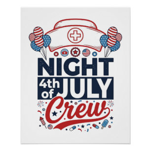 Verpleegster 4 juli nachtdienst Patriottisch shirt Perfect Poster