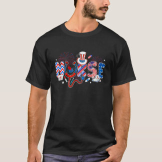 Verpleegster 4 juli stethoscoop Amerikaanse vlag v T-shirt