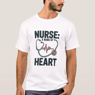 Verpleegster A Werk van Hart Medische Stethoscoop T-shirt