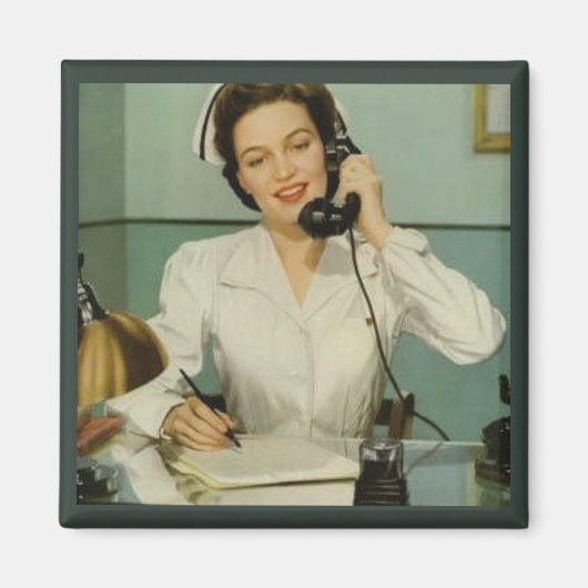 verpleegster aan de telefoon magneet (Voorkant)
