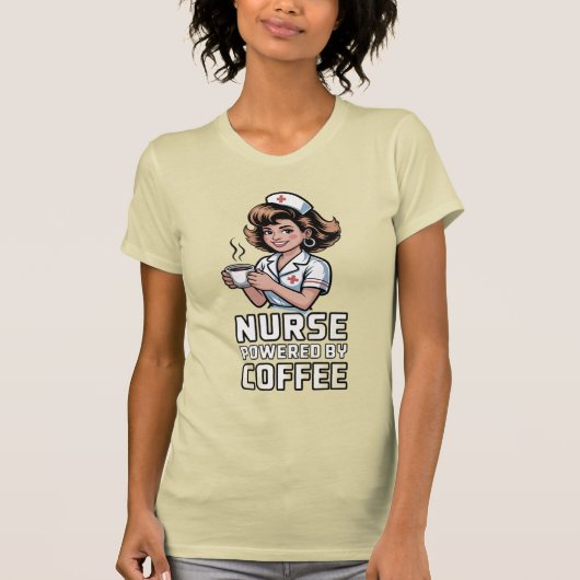 Verpleegster aangedreven door koffie T-shirt (Voorkant)