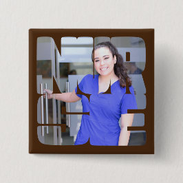 Verpleegster aangepaste foto vierkant vierkante button 5,1 cm
