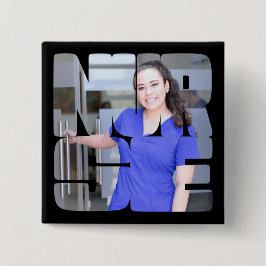 Verpleegster aangepaste foto vierkant vierkante button 5,1 cm