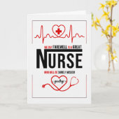 Verpleegster Afscheid of Good Bye Rood en Wit Kaart (Gele Bloem)
