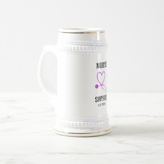 Verpleegster Afstudeer Bekercadeau Gepersonaliseer Bierpul (Voorkant links)