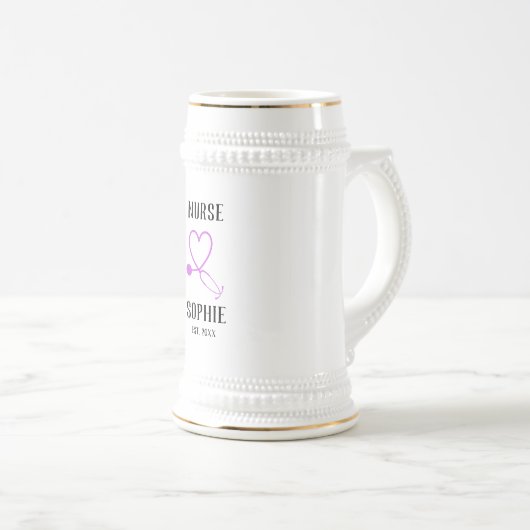 Verpleegster Afstudeer Bekercadeau Gepersonaliseer Bierpul (Voorkant rechts)