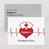 verpleegster Afstudeerfeest Uitnodiging Briefkaart (Voorkant / Achterkant)