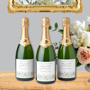 Verpleegster Afstudeerfeest Wilde Bloem Sparkling Wijnetiket