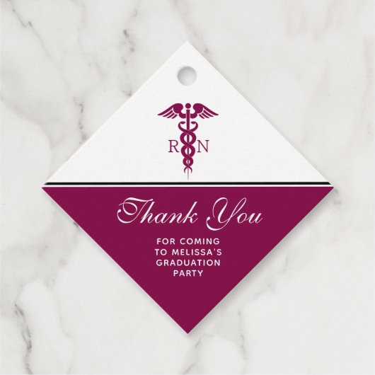 Verpleegster Afstuderen Dank U met Rode Caduceus Bedankjes Labels (Voorkant)