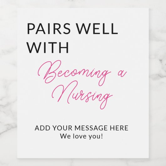 verpleegster afstuderen, dank u verpleegster wijn etiket (Enkel label)