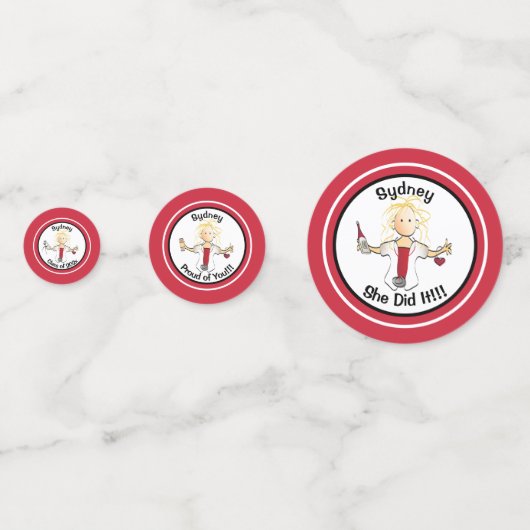 Verpleegster Afstuderen Vrouw Cartoon Rood Wit Par Confetti (Achterkanten)