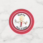 Verpleegster Afstuderen Vrouw Cartoon Rood Wit Par Confetti (Kleine voorkant)