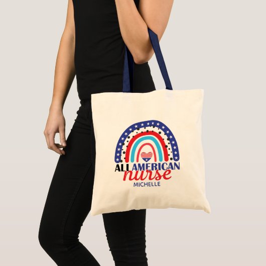 Verpleegster Alle Amerikaanse vlag Rainbow Tote Bag (Voorkant (product))