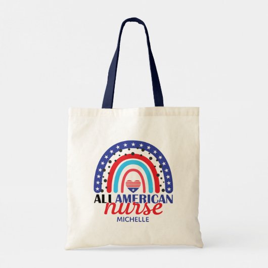 Verpleegster Alle Amerikaanse vlag Rainbow Tote Bag (Achterkant)