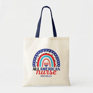 Verpleegster Alle Amerikaanse vlag Rainbow Tote Bag