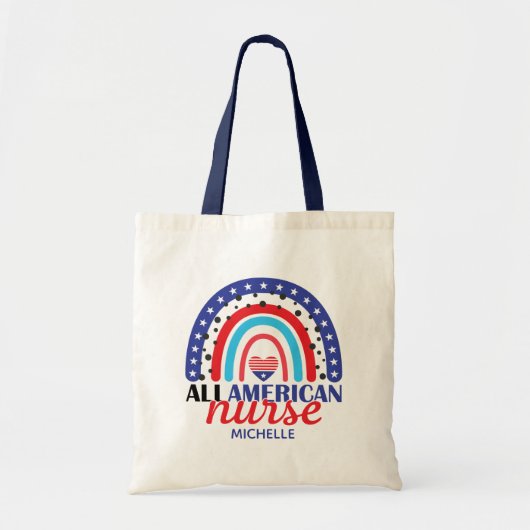 Verpleegster Alle Amerikaanse vlag Rainbow Tote Bag (Voorkant)