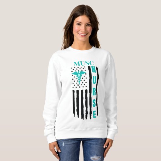 Verpleegster Amerikaanse vlag naam Caduceus Trui (Voorkant volledig)