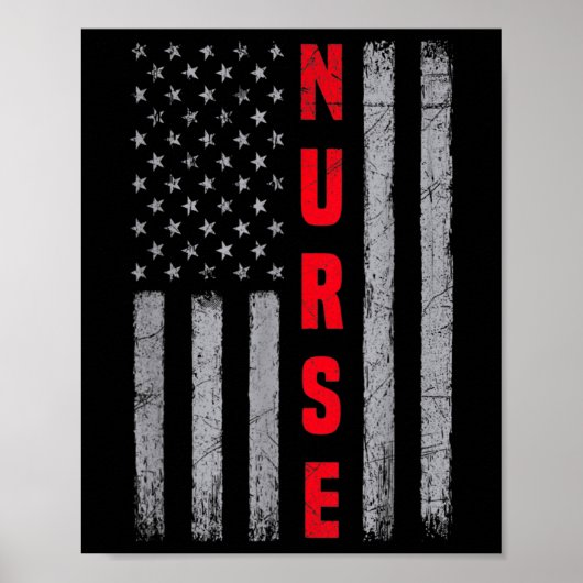 Verpleegster Amerikaanse Vlag Ontwerp Nursing Poster (Voorkant)