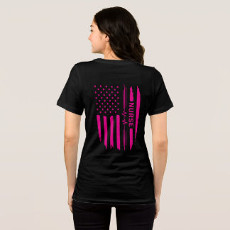 Verpleegster Amerikaanse Vlag T-shirt (Roze)
