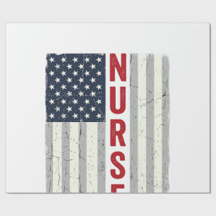 Verpleegster Amerikaanse Vlag Vintage Gravure Shir Cadeaupapier