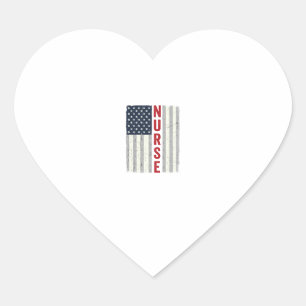 Verpleegster Amerikaanse Vlag Vintage Gravure Shir Hart Sticker