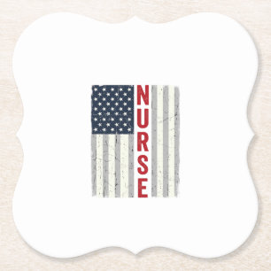 Verpleegster Amerikaanse Vlag Vintage Gravure Shir Kartonnen Onderzetters