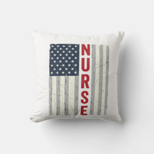 Verpleegster Amerikaanse Vlag Vintage Gravure Shir Kussen