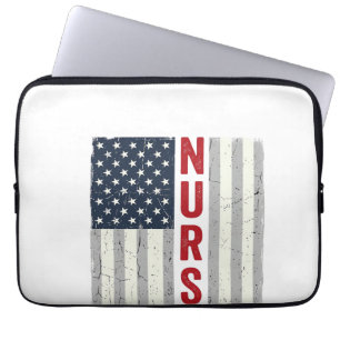 Verpleegster Amerikaanse Vlag Vintage Gravure Shir Laptop Sleeve