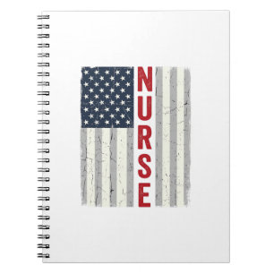 Verpleegster Amerikaanse Vlag Vintage Gravure Shir Notitieboek
