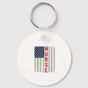 Verpleegster Amerikaanse Vlag Vintage Gravure Shir Sleutelhanger