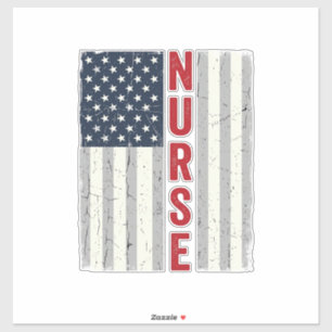 Verpleegster Amerikaanse Vlag Vintage Gravure Shir Sticker