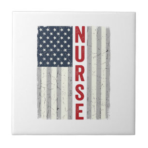 Verpleegster Amerikaanse Vlag Vintage Gravure Shir Tegeltje