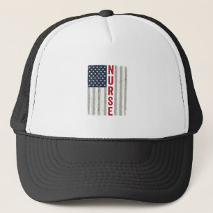 Verpleegster Amerikaanse Vlag Vintage Gravure Shir Trucker Pet