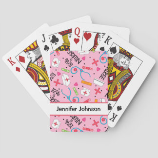 Verpleegster Art Roze Naam Gepersonaliseerd Pokerkaarten