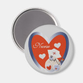 Verpleegster Beer Met Hart T-shirts en geschenken Magneet (Voorkant / Achterkant)