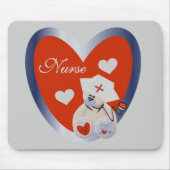 Verpleegster Beer Met Hart T-shirts en geschenken Muismat (Voorkant)