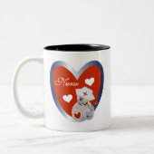 Verpleegster Beer Met Hart T-shirts en geschenken Tweekleurige Koffiemok (Links)