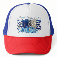 Verpleegster blauw vet glitterdier patroon, bloeme