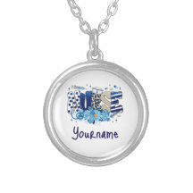 Verpleegster blauw vet glitterdier patroon, bloeme