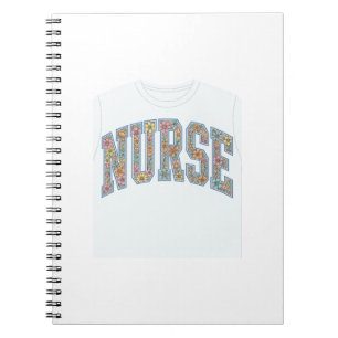 Verpleegster Bloem Varsity Lettering Shirt Ontwerp Notitieboek